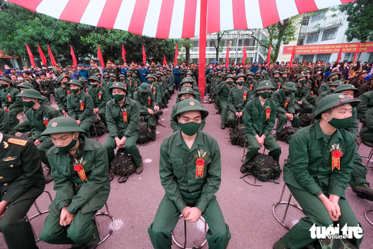 Những thanh niên thực hiện nghĩa vụ quân sự năm 2023 - Ảnh: NAM TRẦN