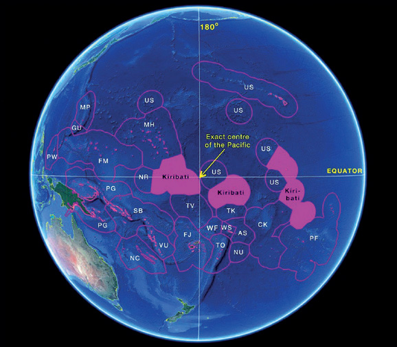 Còn Cộng hòaKiribati (một quốcđảo ở trung tâmThái Bình Dương)là quốc gia duynhất nằm trên cảbốn bán cầu.