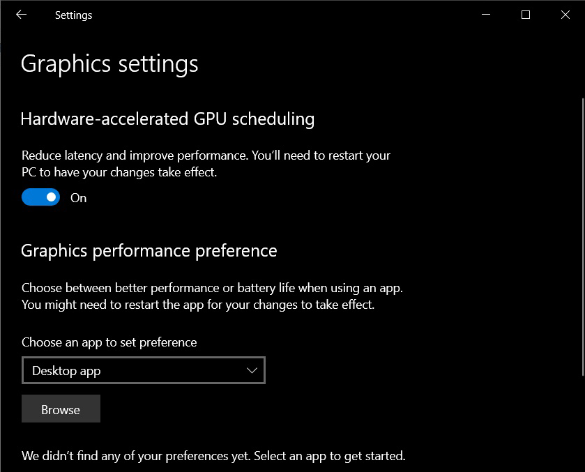 enable Hardware-accelerated GPU scheduling in Windows settings