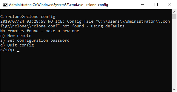 cấu hình Rclone config