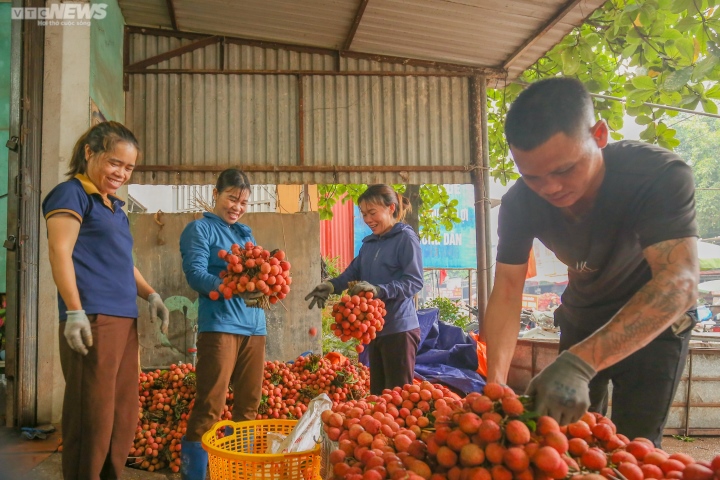 Bắc Giang: Nông dân ào ạt thồ vải thiều đi cân bán, phố phường được nhuộm đỏ ối - 10