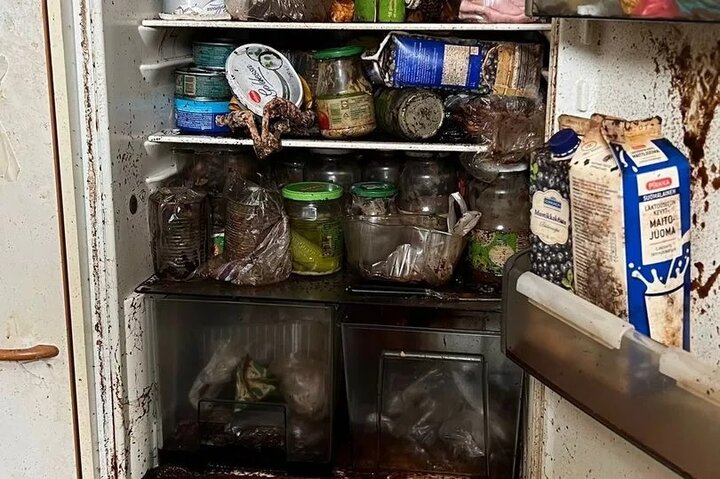 Thức ăn đã 4 năm chưa được dọn dẹp trong tủ lạnh. (Ảnh: Walesonline)