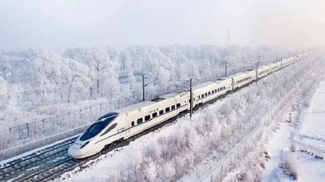 Tàu cao tốc Cáp Nhĩ Tân - Đại Liên có thể vận hành trong điều kiện thời tiết dưới -40 độ C. (Ảnh: Baidu)
