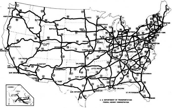 Hệ thống Cao tốc Quốc phòng liên bang Dwight D. Eisenhower (IHS). Đồ họa: Bộ Giao thông Mỹ