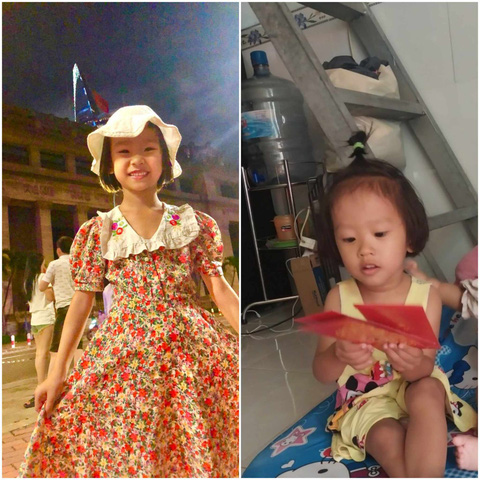 Cháu Nguyễn Kiều Thảo My (7 tuổi) và cháu Lê Hoàng Thùy Linh (3 tuổi) - Ảnh do chị Nguyễn Thị Chi cung cấp