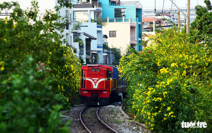 Biến đường sắt thành đường hoa dài nhất Việt Nam - Ảnh 1.