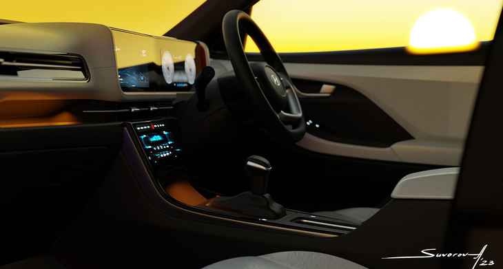 Cabin xe nhìn hiện đại hơn đáng kể nhờ dàn màn hình và cụm điều khiển trung tâm cải tiến - Ảnh: Hyundai Ấn Độ