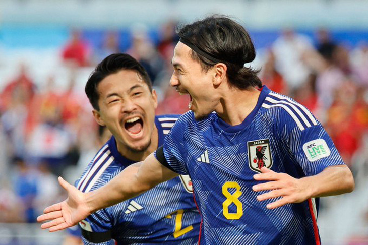 Niềm vui chiến thắng của đội tuyển Nhật Bản trước Việt Nam - Ảnh: GETTY