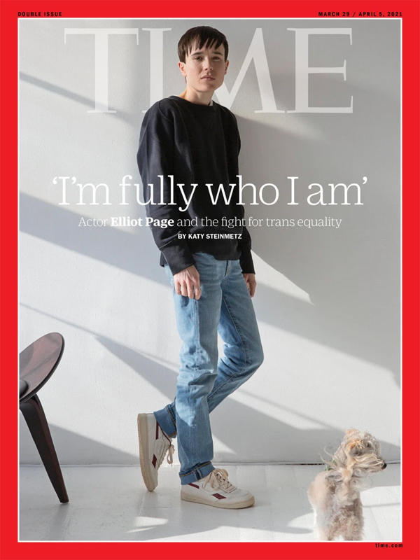 Elliot Page với hình hài mới trên tạp chí Time.