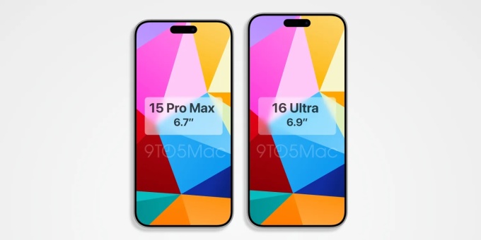 Bản vẽ kích thước iPhone 16 Pro Max (bên trái) so với iPhone 15 Pro Max. Ảnh: 9to5Mac