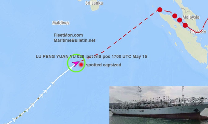 Tàu đánh cá Trung Quốc bị lật trên biển, 39 người mất tích - 1