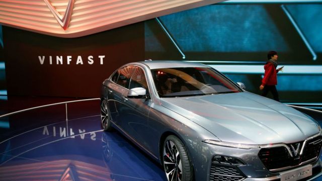Chiếc Vinfast LUX A 2.0 được trưng bày trong ngày họp báo thứ hai của Paris Motor Show vào ngày 3 tháng 10 năm 2018 ở Paris, Pháp.