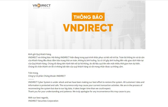 Chứng khoán VNDirect bị tấn công: Có thể mất cả tháng để khắc phục?- Ảnh 1.