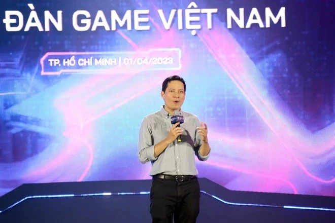 Ông Lê Quang Tự Do tại Diễn đàn Game Việt Nam 2023. (Ảnh: Tiến Lực/TTXVN)