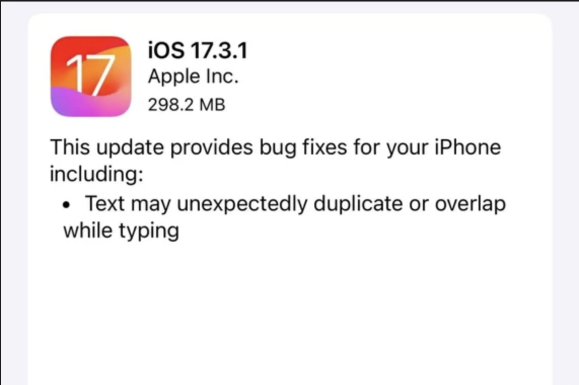 Apple ra mắt iOS 17.3.1.