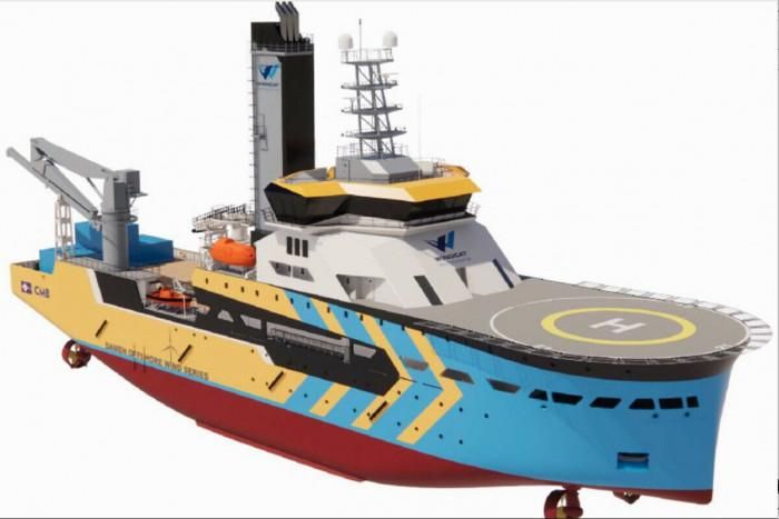 Mô hình tàu dịch vụ điện gió Công ty Đóng tàu Hạ Long hợp tác đóng cho Tập đoàn Damen