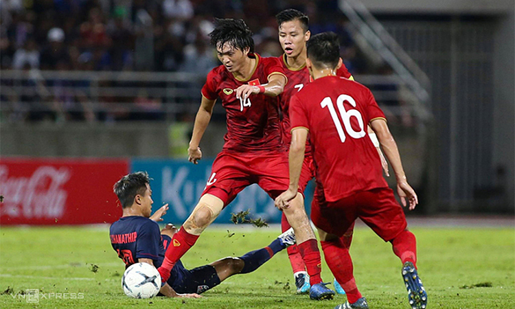 Việt Nam hoà Thái Lan 0-0 ở vòng loại World Cup 2022 trên sân Thammasat ngày 5/9/2019. Ảnh: Lâm Thoả